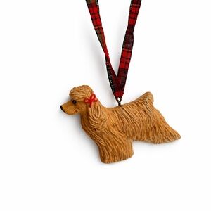 Vintage Poodle Dog Ornament with Red Ribbon